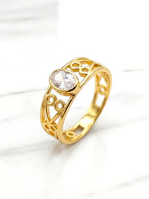 Anillo gloria circónes Oro 18k