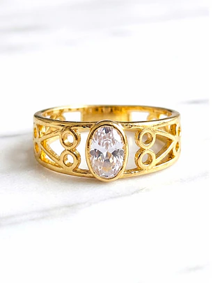 Anillo gloria circónes Oro 18k