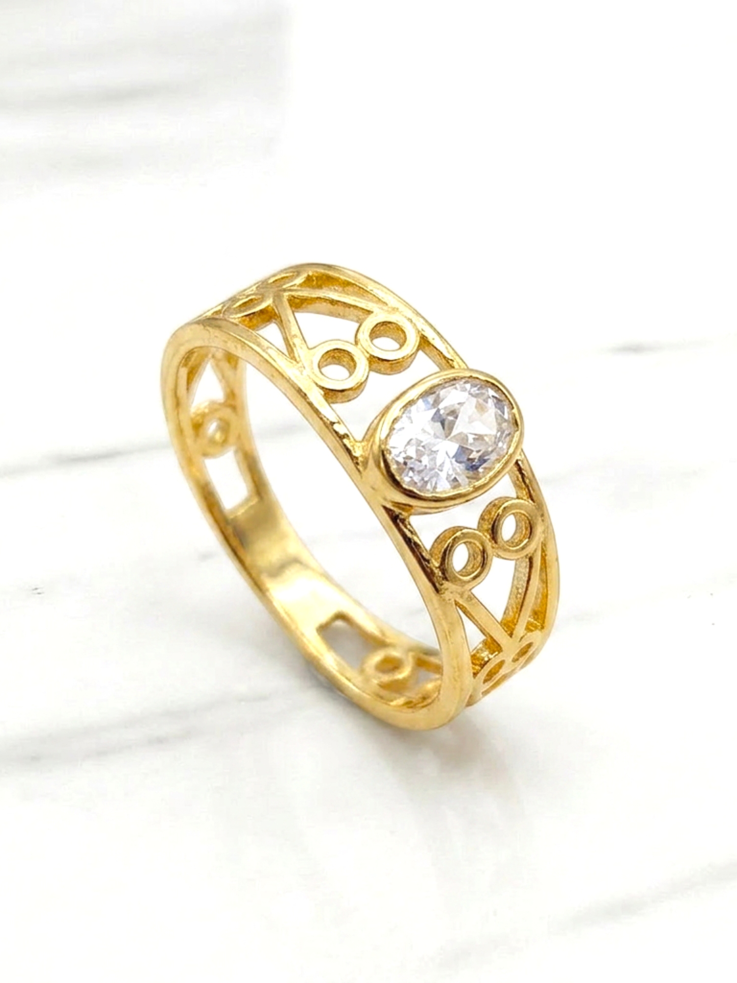 Anillo gloria circónes Oro 18k 3