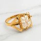 Anillo chatón cuadrado Circón Oro 18k - Miniatura 4
