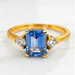 Anillo reina agua marina circónes Oro 18k - Miniatura 2