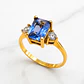Anillo reina agua marina circónes Oro 18k - Miniatura 1