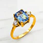 Anillo reina agua marina circónes Oro 18k - Miniatura 3