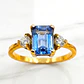 Anillo reina agua marina circónes Oro 18k - Miniatura 4