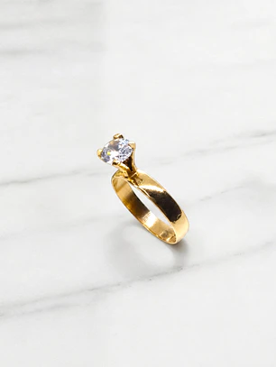 Anillo solitario ancho circón Oro 18k 