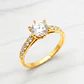 Anillo solitario medio cintillo circónes mediano Oro 18k - Miniatura 1