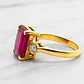 Anillo rectángulo rubí y circón Oro 18k - Miniatura 2