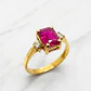 Anillo rectángulo rubí y circón Oro 18k - Miniatura 3