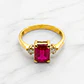 Anillo rectángulo rubí y circón Oro 18k - Miniatura 4
