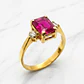 Anillo rectángulo rubí y circón Oro 18k - Miniatura 1