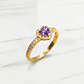 Anillo cintillo corazón amatista Oro 18k - Miniatura 1