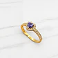 Anillo cintillo corazón amatista Oro 18k - Miniatura 4