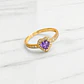 Anillo cintillo corazón amatista Oro 18k - Miniatura 5