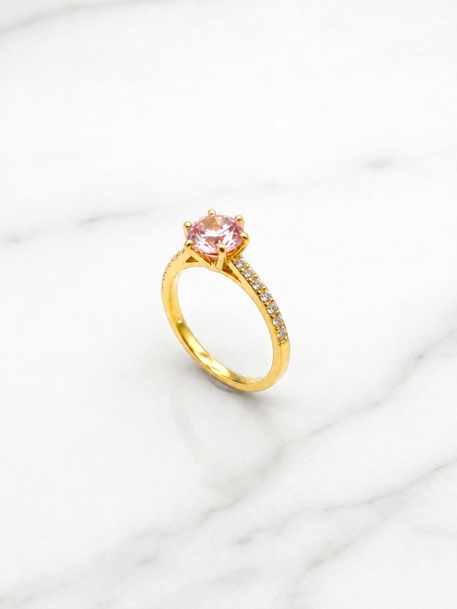 Anillo solitario cintillo rosa de francia Oro 18k 1