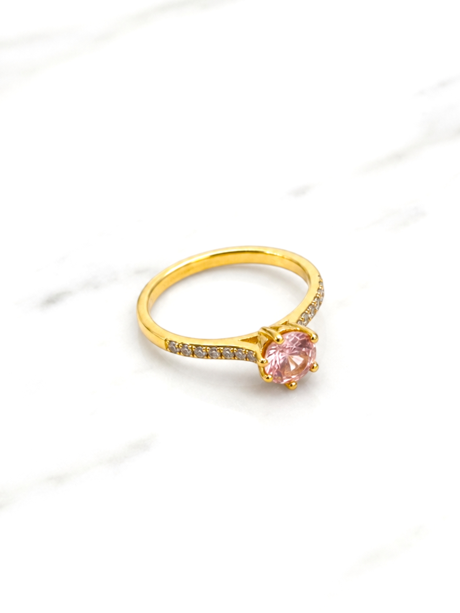 Anillo solitario cintillo rosa de francia Oro 18k 3