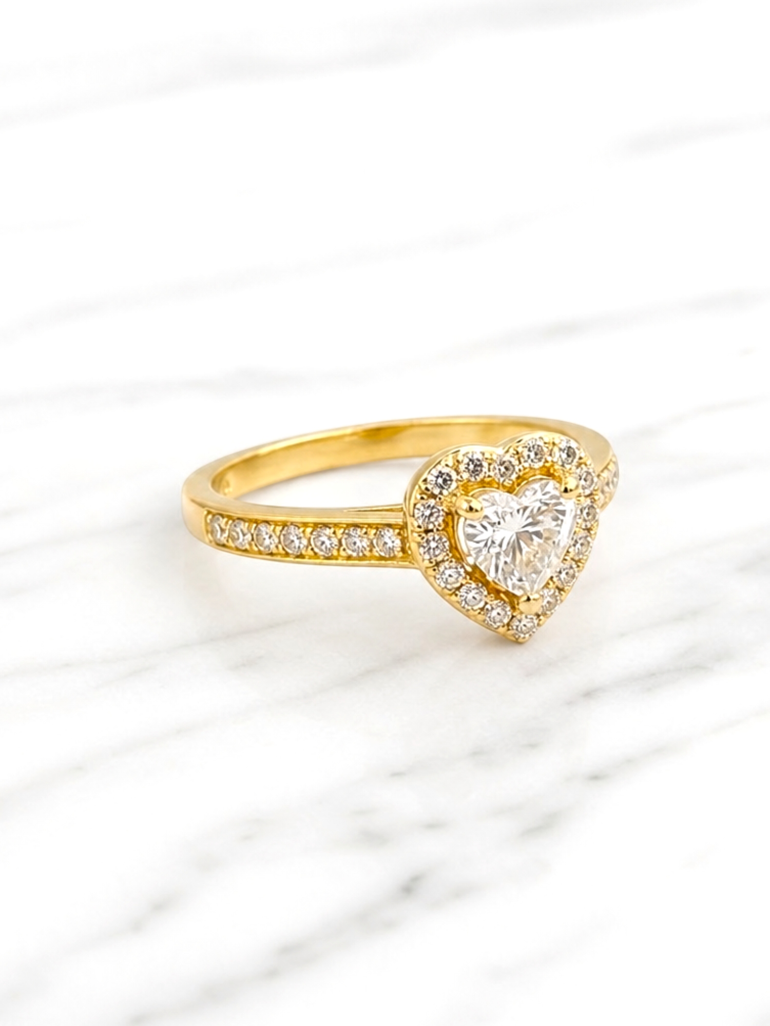 Anillo doble corazón cintillo circónes Oro 18k 1