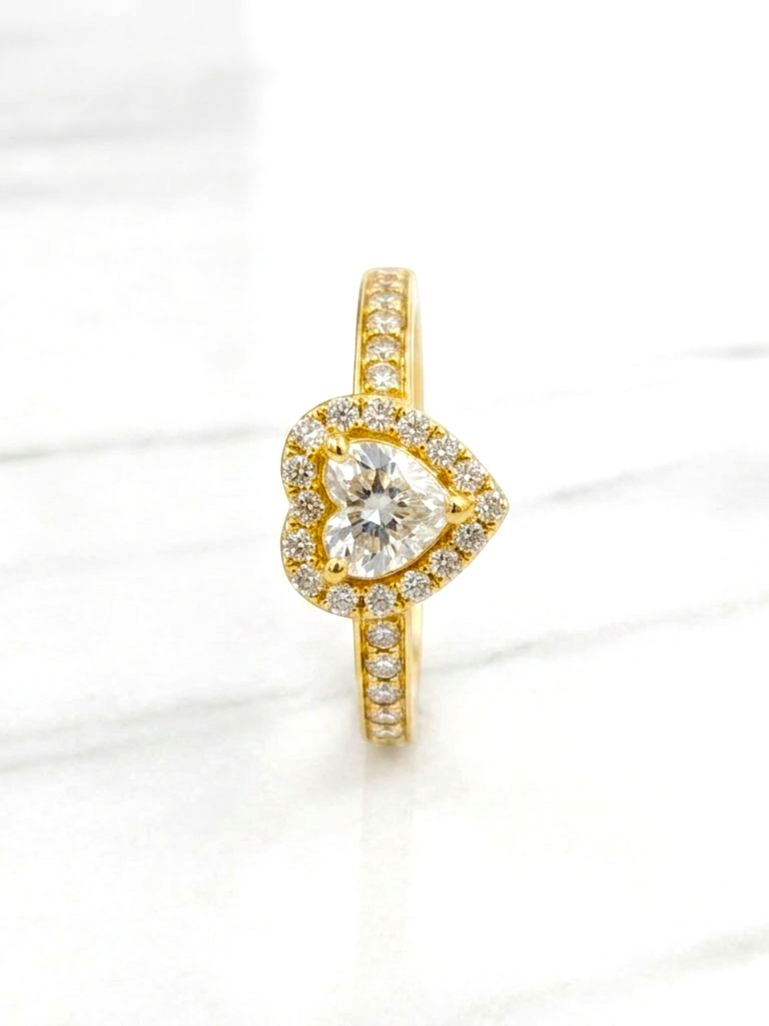 Anillo doble corazón cintillo circónes Oro 18k 4