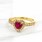 Anillo doble corazón cintillo rubi y circones Oro 18k - Miniatura 3