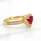 Anillo doble corazón cintillo rubi y circones Oro 18k - Miniatura 2