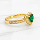 Anillo doble corazón cintillo esmeralda y circones Oro 18k - Miniatura 3