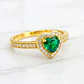 Anillo doble corazón cintillo esmeralda y circones Oro 18k - Miniatura 2