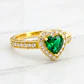 Anillo doble corazón cintillo esmeralda y circones Oro 18k - Miniatura 4