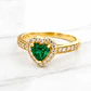 Anillo doble corazón cintillo esmeralda y circones Oro 18k - Miniatura 5
