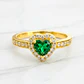 Anillo doble corazón cintillo esmeralda y circones Oro 18k - Miniatura 1