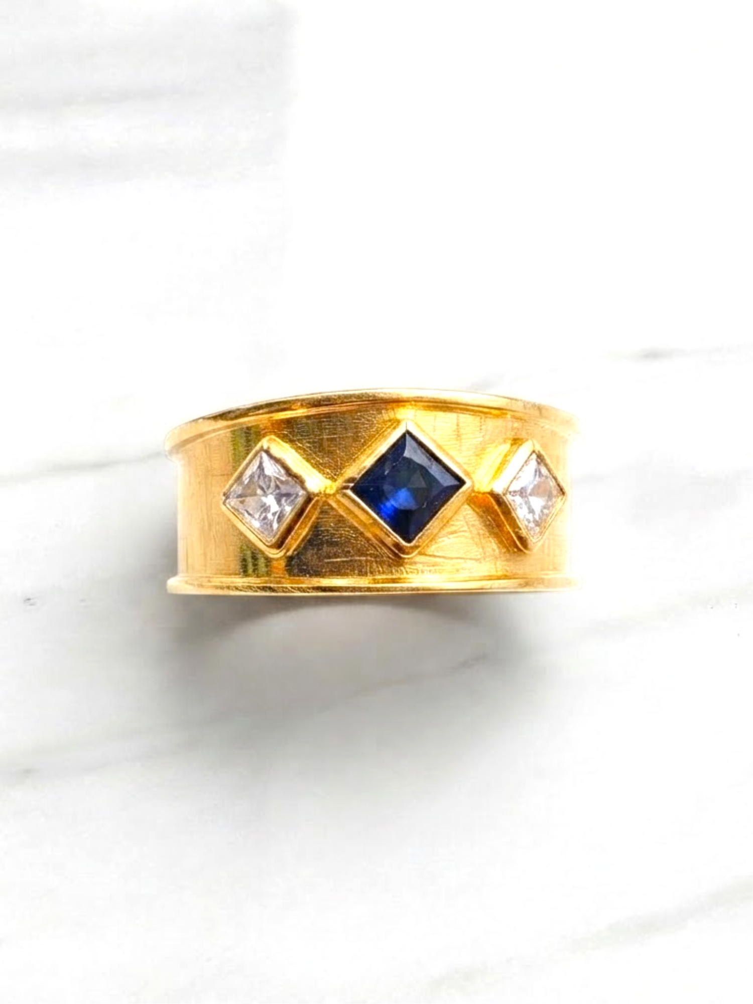 Anillo medieval zafiro y circones Oro 18k 2