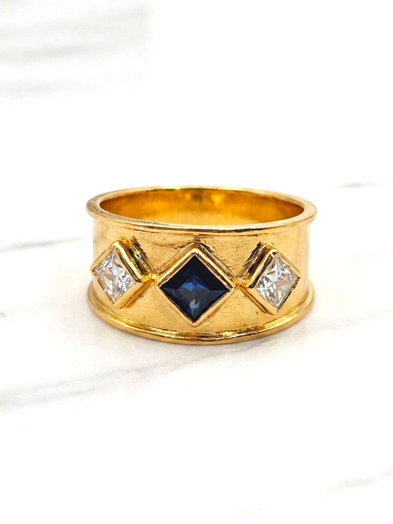 Anillo medieval zafiro y circones Oro 18k 5