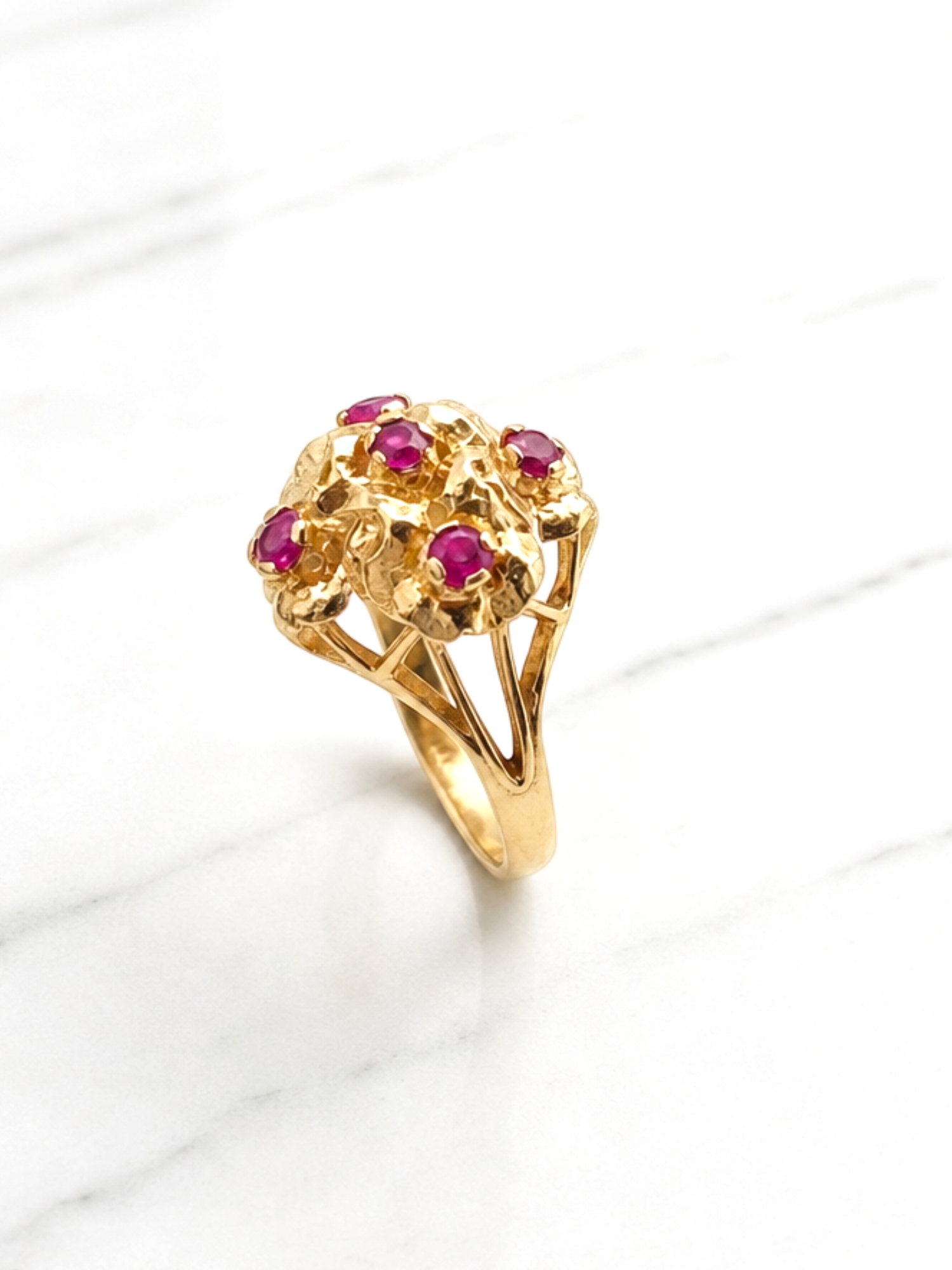 Anillo Florentino Rubí Oro 18k 3