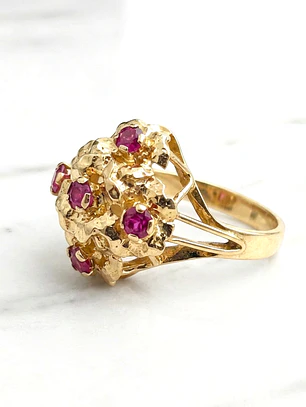 Anillo Florentino Rubí Oro 18k