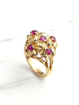 Anillo Florentino Rubí Oro 18k