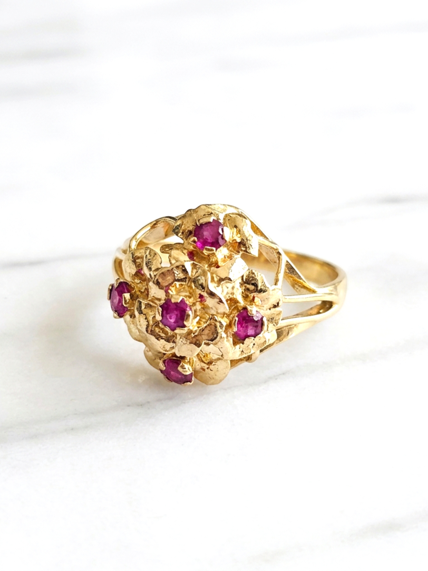 Anillo Florentino Rubí Oro 18k 5