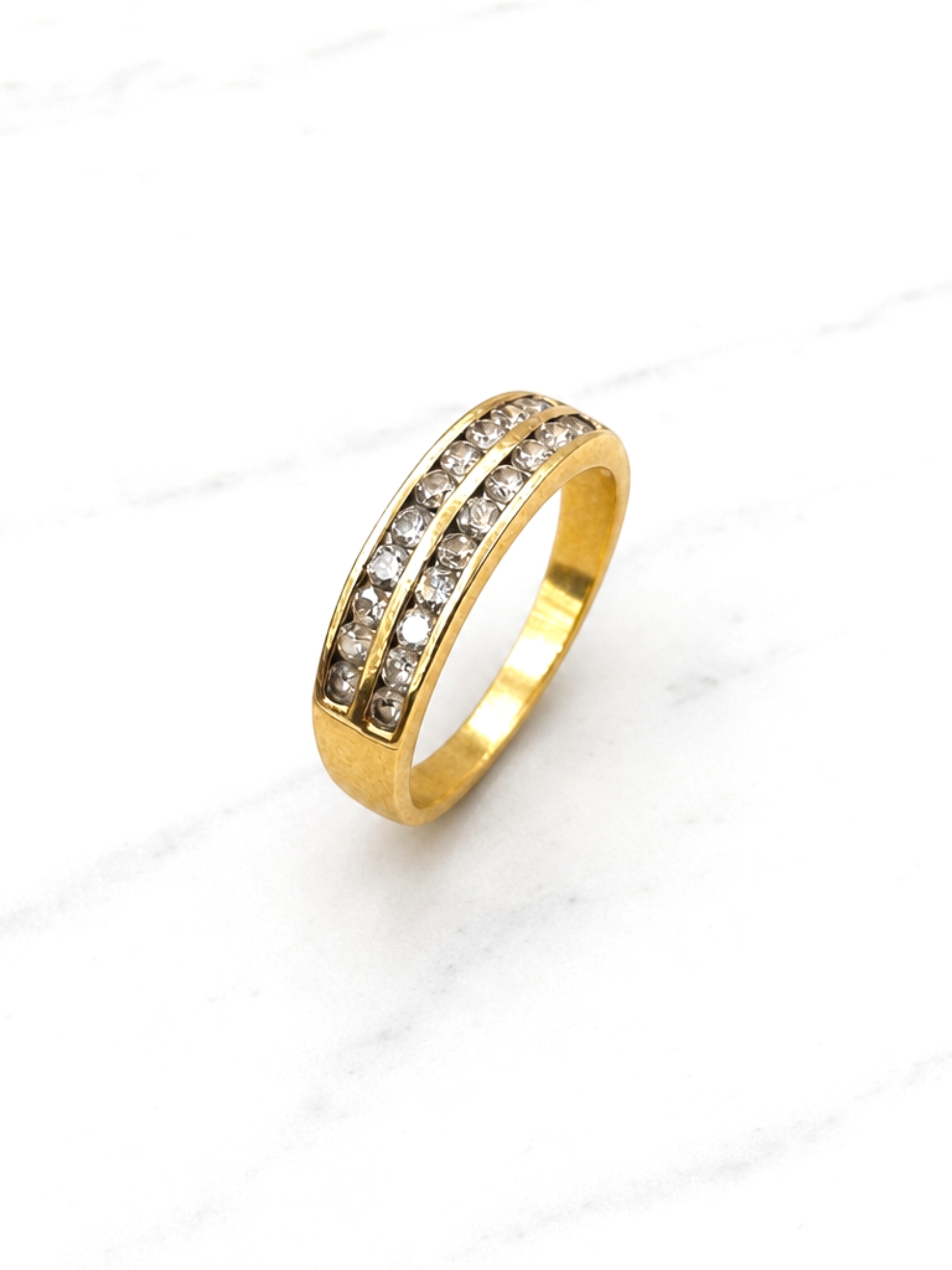 Anillo doble cintillo circónes Oro 18k 2
