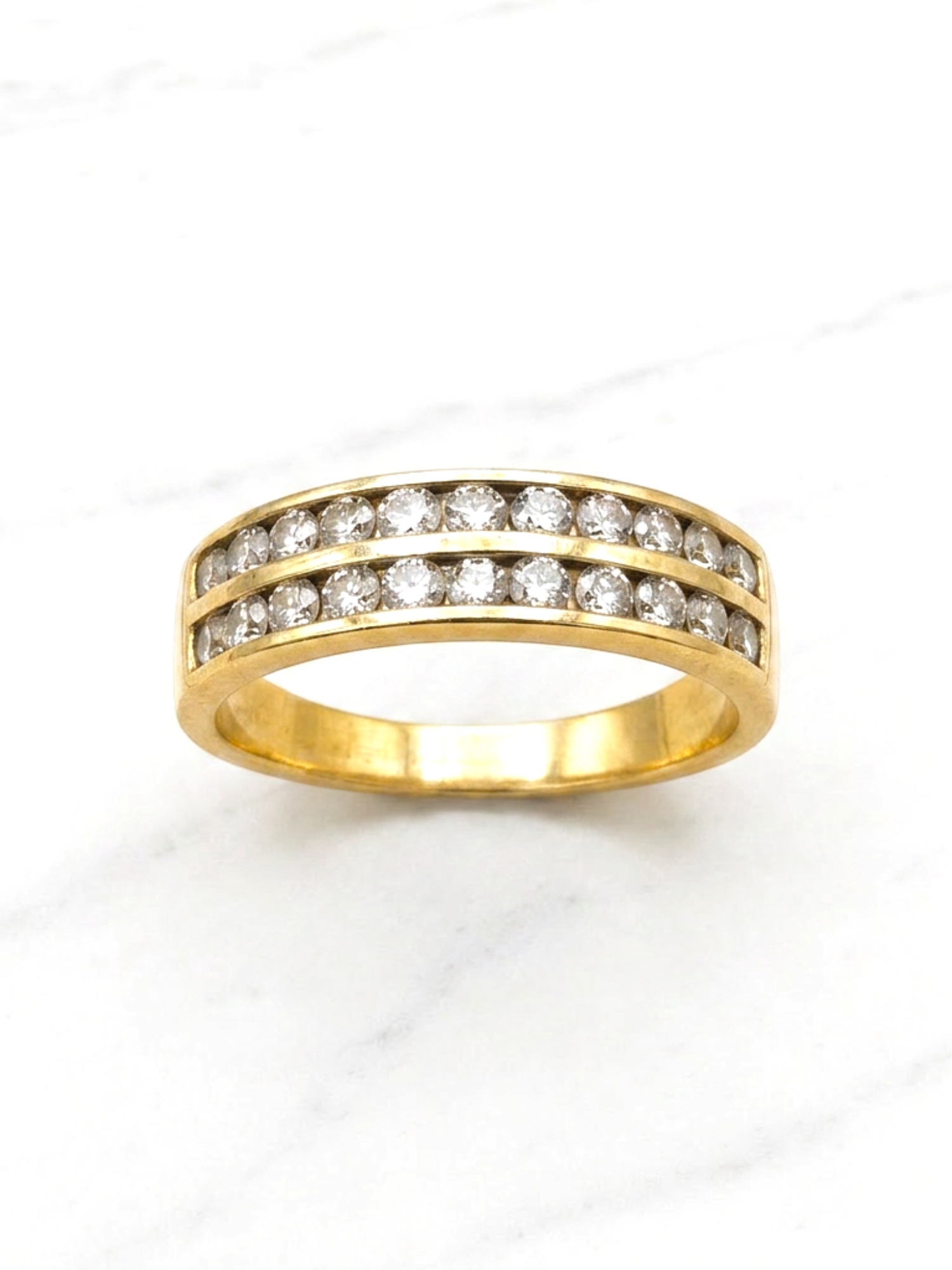 Anillo doble cintillo circónes Oro 18k 1