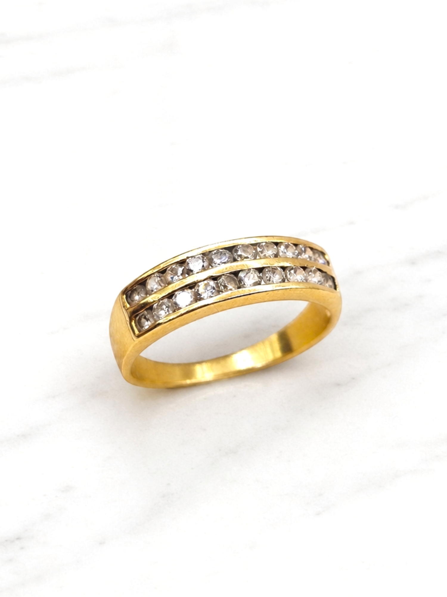 Anillo doble cintillo circónes Oro 18k 3
