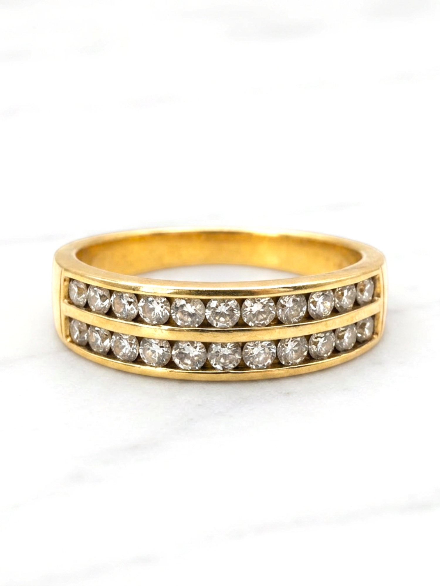 Anillo doble cintillo circónes Oro 18k 5
