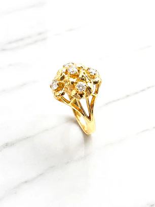 Anillo florentino circónes Oro 18k
