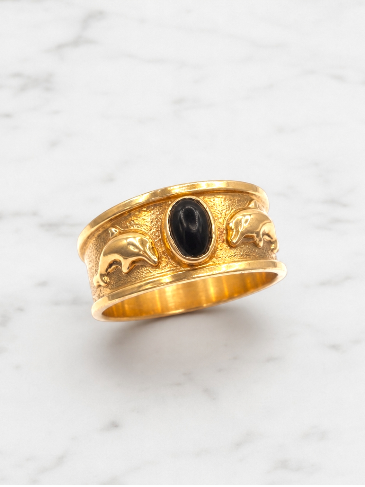 Anillo delfines onix Oro 18k 3