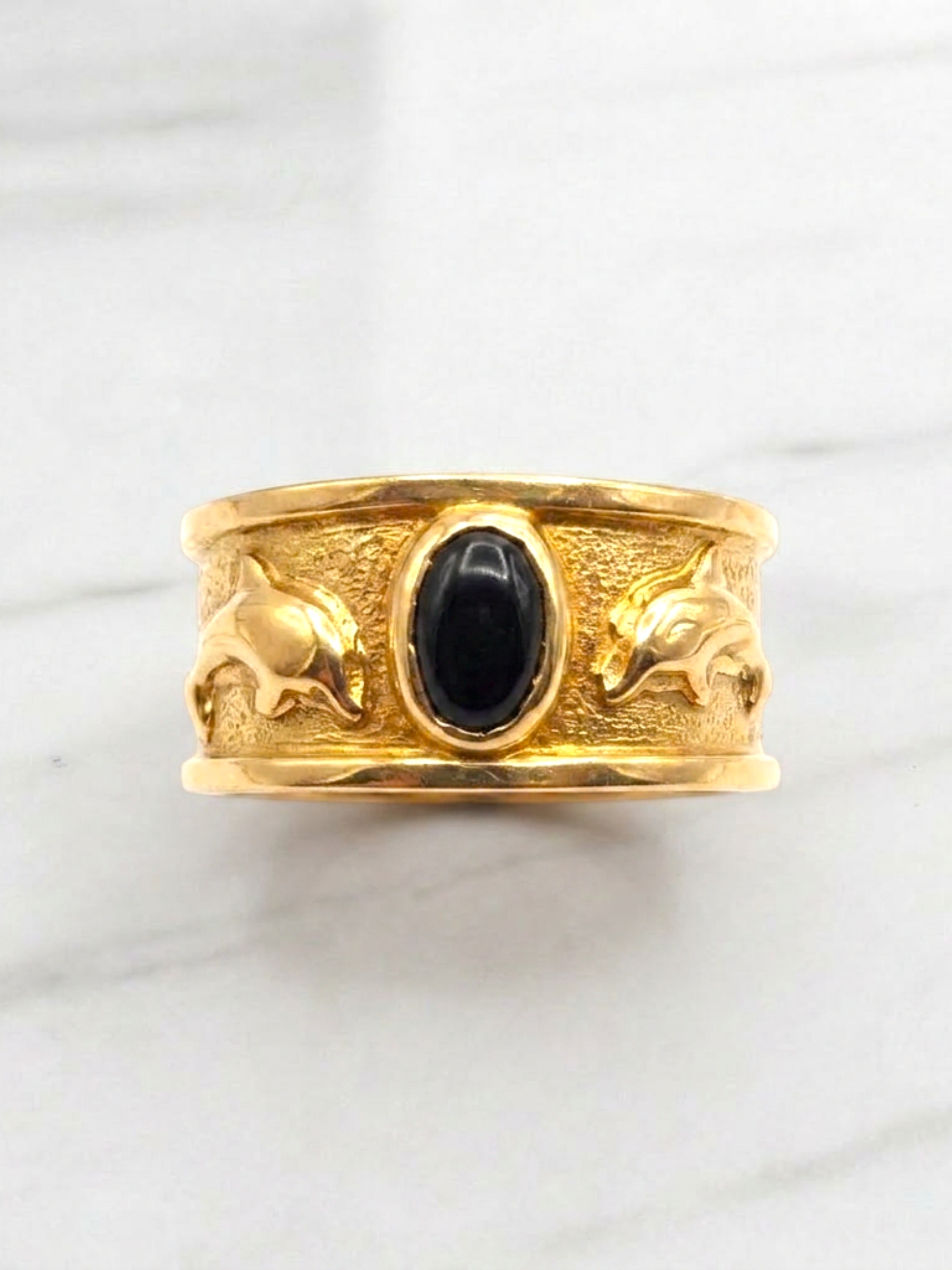 Anillo delfines onix Oro 18k 4