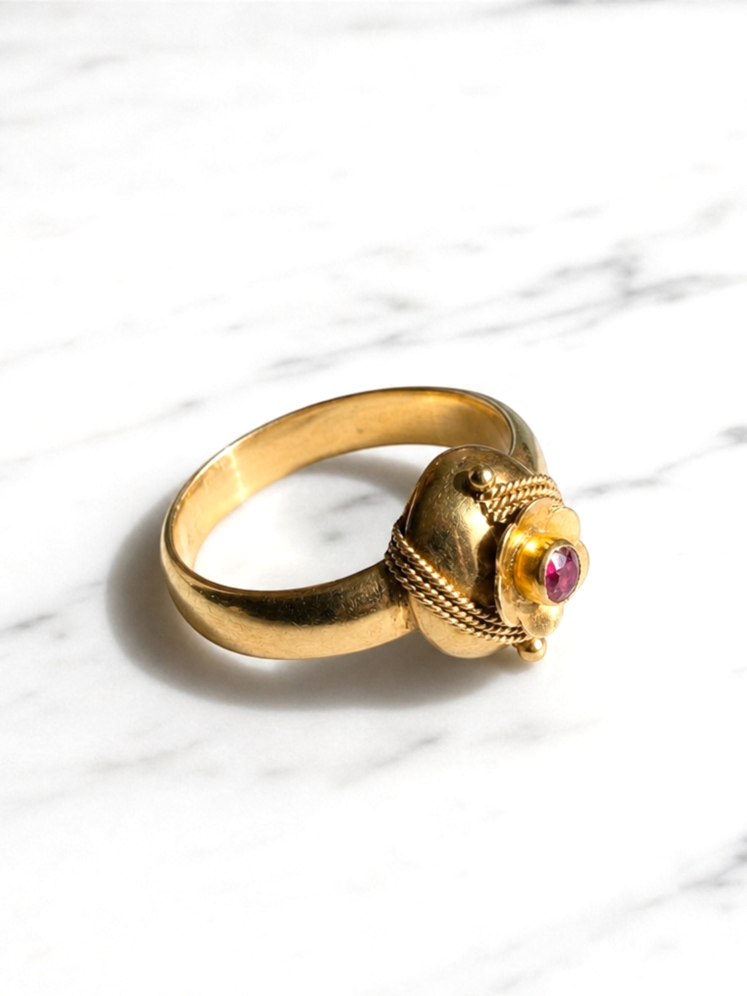Anillo chevalier rubí Oro 18k 5