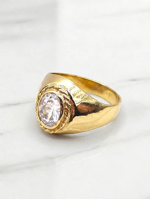 Anillo bolocco circón Oro 18k
