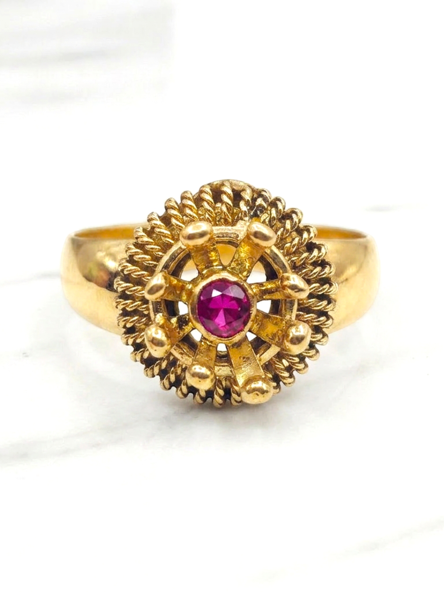 Anillo chevalier rubí Oro 18k 4