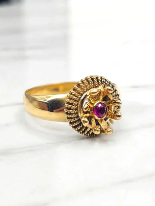 Anillo chevalier rubí Oro 18k