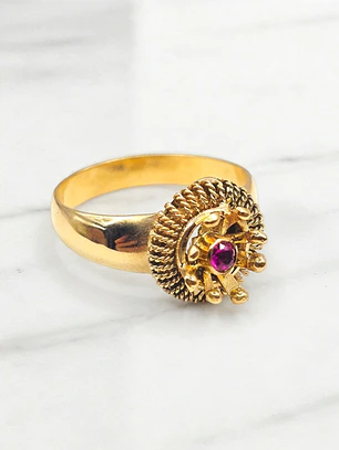 Anillo chevalier rubí Oro 18k