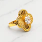 Anillo flor tallada circon Oro 18k - Miniatura 1
