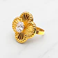 Anillo flor tallada circon Oro 18k - Miniatura 4