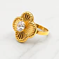 Anillo flor tallada circon Oro 18k - Miniatura 2