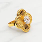 Anillo flor tallada circon Oro 18k - Miniatura 3
